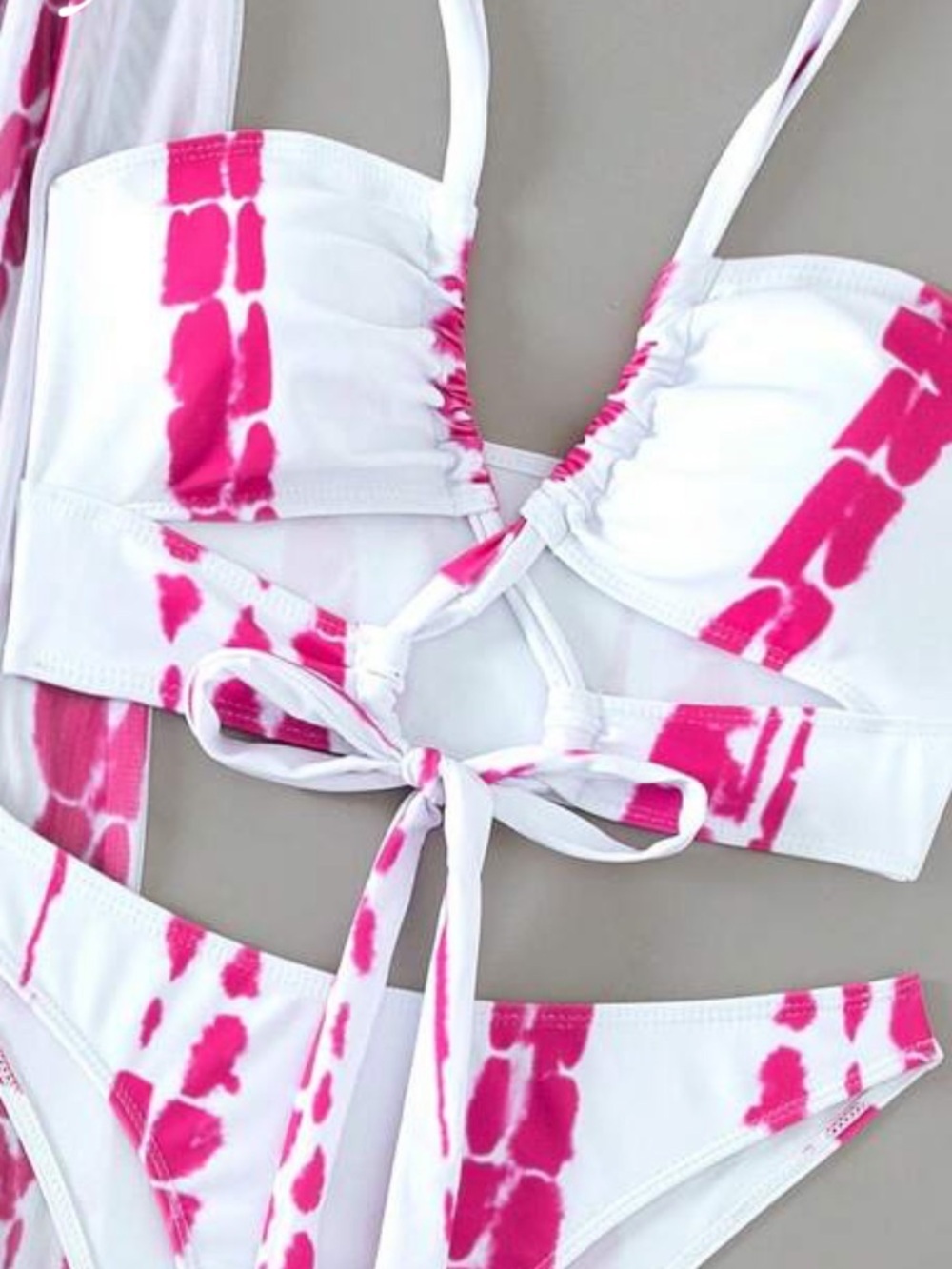 Swim Vcay Pink Tie Dye Bikini Set & Sheer Cover Up Skirt Size M - Picture 11 of 11
